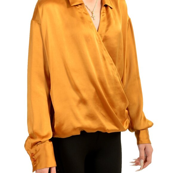 Hugo Boss Women's "C_Blavy" Bronze Silk Long Sleeve Blouse Top US 12 IT 48 - Picture 2 of 6